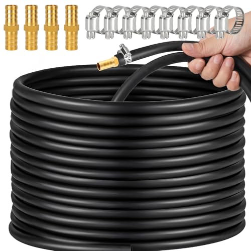 ⅜ inch Self Sinking Aeration Hose,100 Feet Pond Aerator Hose Kit with 4 Copper Menders and 8 Stainless Steel Use for Aquaculture,Garden and Lake Aeration of Aeration and Water Re-circulatio