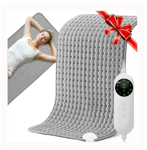 Heating Pad Electric, 50×100cm Electric Heat Pad for Back Pain Relief, Moist/Dry Heat, 10 Heat Settings, Auto Shut‑Off，Heating Pad for Back, Neck, Shoulder, Belly – Machine Washable
