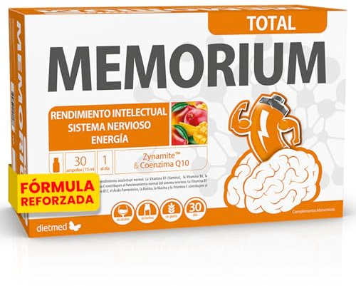 Memoria y Rendimiento Mental con Zynamite™ y Coenzima Q10 - Apoyo al Rendimiento Intelectual y Energía Mental - Con Colina, Vitaminas B, Vitamina C - 30 Ampollas Bebibles 15 ml 1 al Día - DietMed