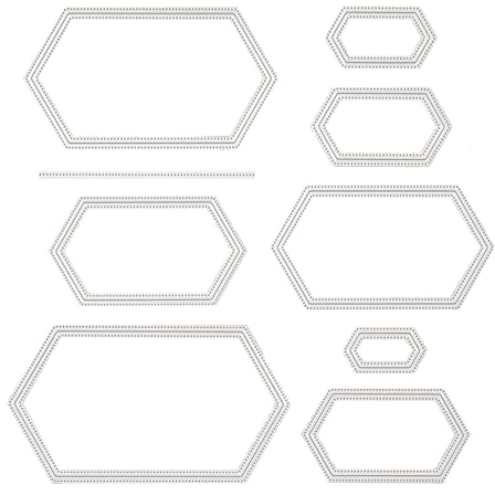 Briartw 9 st sexkantiga prickade kantskärningsformar för korttillverkning gör-det-själv scrapbooking prägling metall stencil stansade album korttillverkning hantverk presentkort konst dekoration