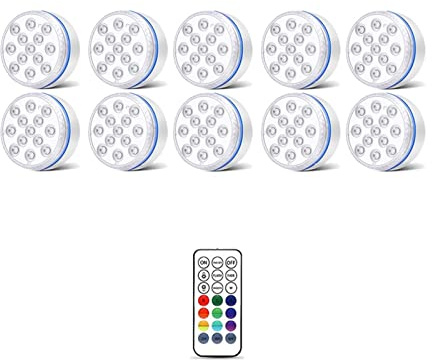 Luces de piscina Luz de piscina, iluminación subacuática for piscina, luz LED sumergible inalámbrica IP68, foco for exteriores for acuario, estanque de acuario ( Size : 10light 1 remote , Color : 8.5C