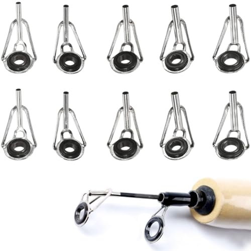 ZKGYUS 10pcs Kit de Reparación de Caña de Pescar,Acero Anillo de Punta de Caña de Pescar con Plástico Caja Punta de Caña de Pescar para Agua Dulce Agua Salada Amantes de Pesca