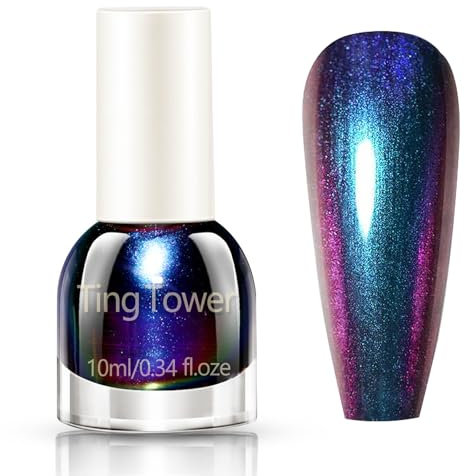 Chameleon Holographic Nail Polish - Blue to Purple Glitter - Quick Dry Gradient Color Changing Chrome - Sparkle Breathable No Need Nail Lamp