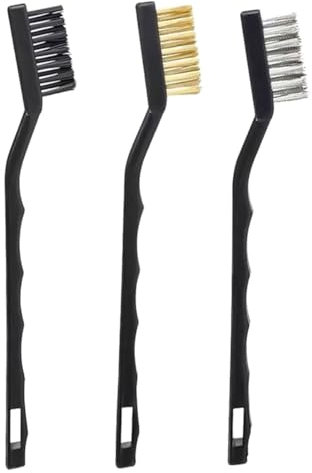 TSUOUKL 3 Pezzi Spazzole Metalliche, Mini Spazzola Metallico, Spazzola Nylon, Metallica in Acciaio Inossidabile, per Pulire Scorie di Saldatura, Polvere e Macchie