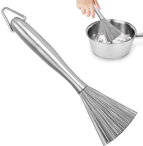 Stainless Steel Pot Brush - Stainless Steel Wire Brush, Spring Wire Cleaning Brush | Home Boarding Brush with Handle, Kitchens for Pots, Pots, Dishes, Wok, Bro