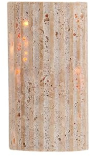 DRFGHK Wabi Sabi Style LED Wall Sconce Striped Yellow Travertine Wall Lamp Japanese Style Stone Art Decor Wall Light for Bedroom Living Room