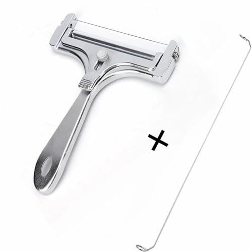 YBNSXP Cortador de Queso con 1 Alambre de Acero Inoxidable Adicional, Grosor Ajustable, Cortador de Mantequilla for quesos Blandos y semiduros