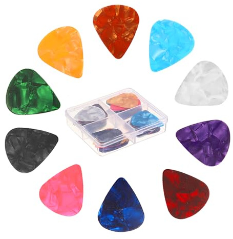Guitar Picks 40 Pcs Guitar Pick Celluloid Guitars plectrums for Acoustic Electric Bass Ukulele Guitars Includes Thin Medium Heavy 0.5 0.75 1.0 1.2 mm