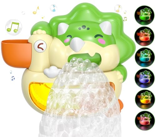 Lehoo Castle Juguetes Bañera Bebe, Dinosaurio Maquina Burbujas Baño Bebe y Luces de Colores, Juguetes Niños 1 2 3 4 5 Años