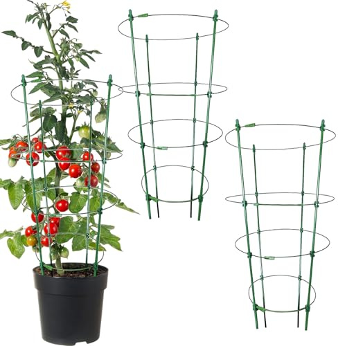 3-pack tomatburar för krukor, tomatväxtstöd, trädgårdsväxtinsatser, trädgårdsspaljé för tomater, gurkor, grönsaker, blommor, klättervinstockar