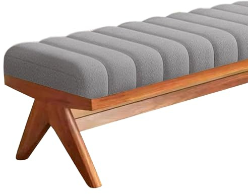 Générique Coussin pour Banc D'intérieur,Coussin Rectangulaire pour Banc 2/3 Places,Coussin en Velours Baie Vitrée, avec Fermeture éclair Et Dessous Antidérapant,pour Extérieure,Gris,35x80CM