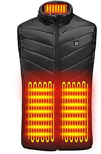Améliorez Le Gilet Chauffant pour Hommes Et Femmes avec 9 Zones Chauffantes USB Rechargeables à Col Montant, Manteau De Veste Vêtements Chauffants pour La Chasse en Plein Air, Ski, Pêche