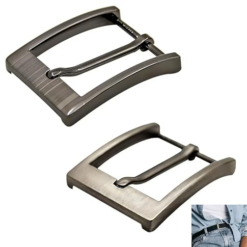 Set med 2 bältesspänne, ersättning för män, 40 mm enkeltand, zinklegeringsbälte robust lås för läderjeans och tillbehör, snabb passform för DIY