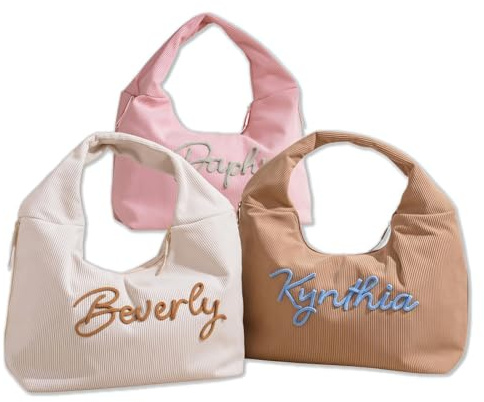 ART LUNIC Bolso De Mano De Pana Personalizado, Bolso Con Nombre Bordado, Bag Bandolera Personalizada, Regalo De Viaje For Dama De Honor, Regalos Del Día De La Madre