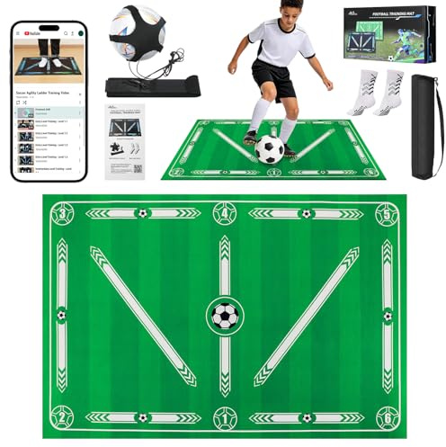 MoKo Soccer Training Mat with Video, 35 × 24 Inches, Green