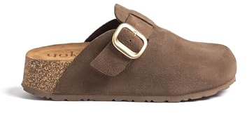 Yokono Zueco Plataforma Wiwi-264 Color Marrã N Oscuro | Calzado hecho en España para Mujer, fabricado en Piel vacuna, Altura de tacón 4 CM, hebilla Primavera-Verano