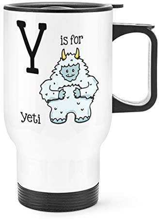 Buchstabe Y Ist für Yeti Reise Becher Tasse mit Griff