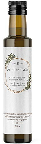 Weizenkeimöl von Nordic Pure | Kaltgepresst mit Spermidin und viel Vitamin E | Weizenkeime mechanisch gepresst (250 ml)