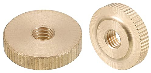 uxcell Knurled Thumb Nuts, 4pcs M6 x D20mm x H5mm Brass Knurled Nut Flat Head Through Hole Lock Adjusting Nuts for 3D Printer Parts