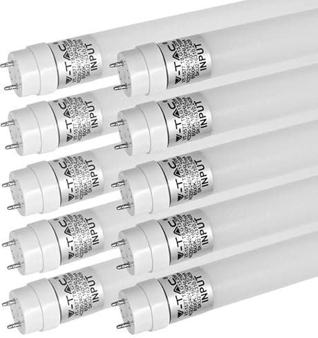 ZONE LED Lot de 10 tubes LED, 120 cm, blanc froid (6500 K), 1850 lumens, T8, G13-18 W (remplace 36 W) avec démarreur inclus, tube LED, tube fluorescent, lampe néon