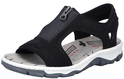 Rieker Femme 68864 Sandale, Noir, 38 EU