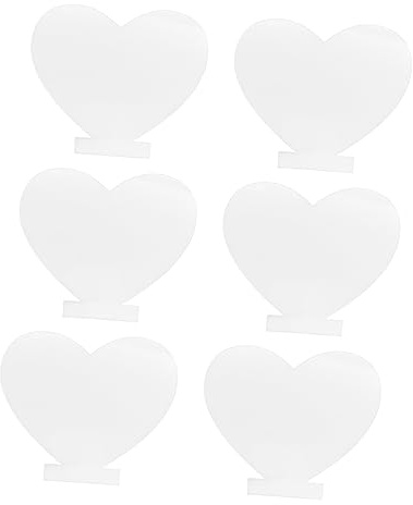 Housoutil Insegna Luminosa LED Forma di Cuore in Acrilico Bianco, 6 Pezzi, Alta Chiarezza Visiva, Base Luminosa per Ristoranti e Uffici, Stile Semplice e Elegante