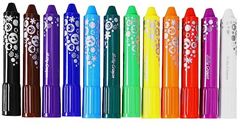 ifundom 12stücke Drehbare Buntstifte Abwaschbar Leicht zu Reinigen für Junge Mädchen Malstifte Wachsmalstifte Farben Malwerkzeuge Drehbare Marker Gouache Aquarell Körperfarben Muster