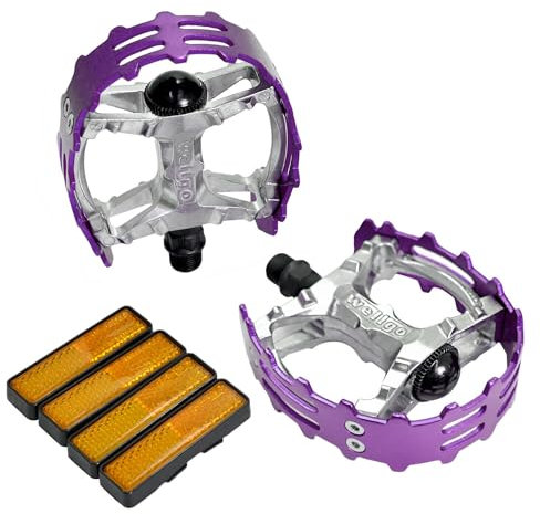 Wellgo Old School BMX MTB XC-II Bear Trap 9/16 Bicycle Pedals, Purple, WE2967