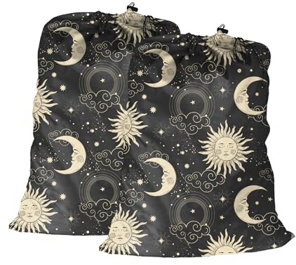 Maishijie 2 x strapazierfähige Wäschesäcke aus Baumwollleinen (Dark Grey)