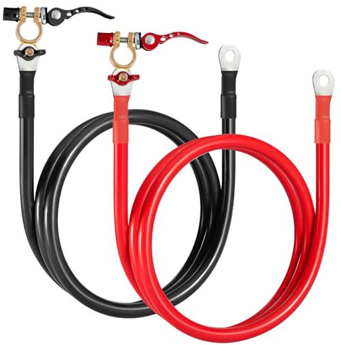 Gedlex 25mm2 Cavi Batteria Auto, 100 cm Cavo Batteria con Morsetti, 3AWG Cavetti Batteria, Corrente Massima 120A, Tensione Nominale 300V, Cavi Inverter 12V 24V per Moto, Camion, Camper, Barca