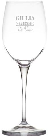 Generico Bisogno di ... Bicchiere Calice da Vino Bianco Rosso Spritz Drink Personalizzato con Nome Inciso Dedica Idea Regalo Amiche Originale Festa Della Mamma Compleanno Natale Cena