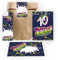 12 Einladungskarten zum 10. Kindergeburtstag Einladung Set Geburtstag Mädchen Kinder Jungs Jungen Boys Geschenktüte inkl. 12 Umschläge, 12 Tüten, 12 Aufkleber Graffiti Jugendstill modern bunt neon