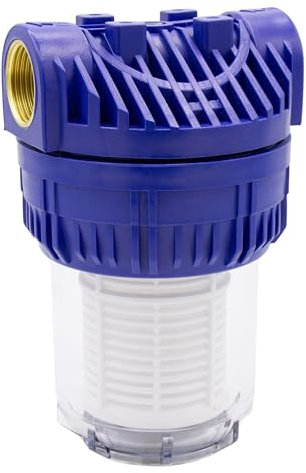 VARIOSAN Prefiltro (5 pulgadas) para bombas y plantas de agua doméstica 18403, rosca interior de 3/4, 8 bar, caudal de 3000 l/h, ancho de malla de 0,06 mm