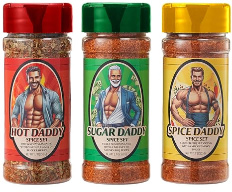Daddy Spice Rub BBQ Gift Set - Hot Dad, Sugar Dady, Smoky Daddy Barbecue Seasoning, Christmas Stocking Stuffers Dads Birthday Gifts for Men Present, Spicy Surprise for Him, Men, Grilling Enthusiast