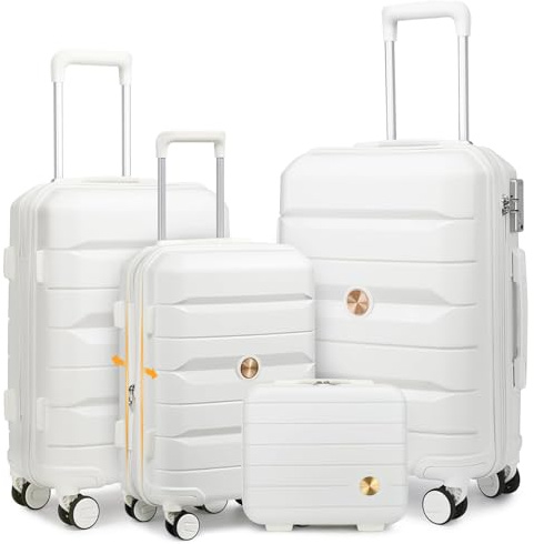 Sea Choice Juego 3 Maletas con Neceser de Viaje Carcasa Dura PP Equipaje de Viaje con Ruedas Giratorias 360°（20 Expandible Solo）
