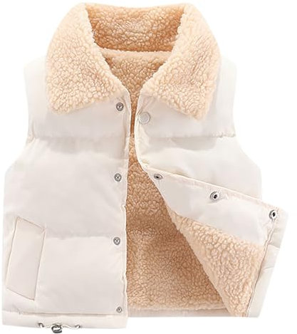 XINYUNZU Kinder Weste Verdickte Fleece Gefütterte Weste Umlegekragen Warm Ärmelloses Winterjacke mit Knöpfe Westen für Mädchen und Jungen 1-12 Jahre Alt Weiß 11 Jahre
