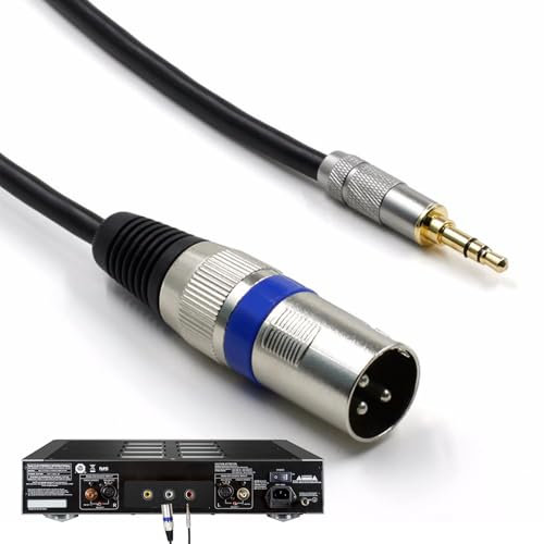 Bloomique 3.5MM Mini Jack to XLR Male Adapter - Stereo TRS Balanced Lead 1/8 inch Aux Cable for Professional Sound Microphone and Audio Speaker