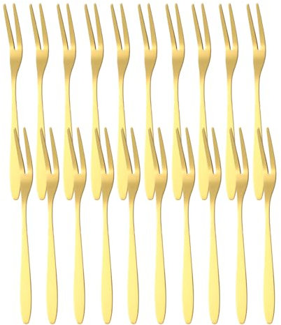 liuer 20PCS Bastoncini in Acciaio Inox per Cocktail Cocktail Picks Forchette da Dessert Forchettine da Dolce Stuzzicadenti Bastoncini per Bambini Festa Bento Lunch Box di panini Antipasto