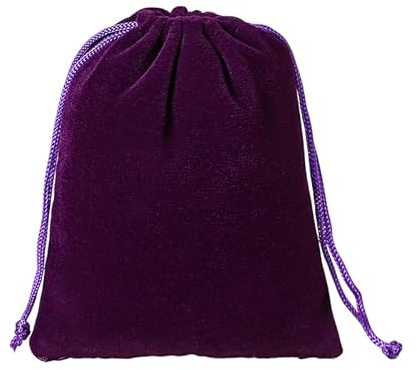 JUFO 12 Velvet Jewellery Pouches, Drawstring Gift Bags, Purple 5x7cm