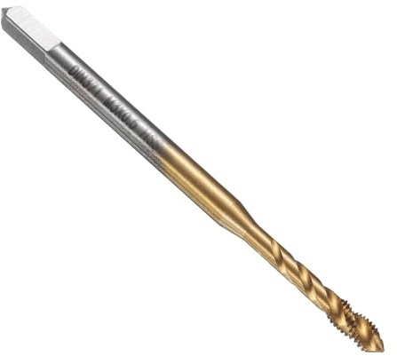 sourcing map Spiral Flute Thread Taps M3 x 0.5 H2 Metric Machine Threading Tap Bit, Titanium Nitride Coated Screw Tapping Repair Tool, M2 High-Speed Steel (HSS6542)