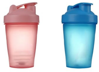 SEMINISMAR Bottiglia Shaker per Proteine,Protein Shaker Bottle,Bottiglia per Shaker 400ml,Con Mixball in Acciaio Inox,Per Proteine in Polvere/Fitness/Sport/Palestra,Senza Bpa,Blu+Rosao,2 Pezzi