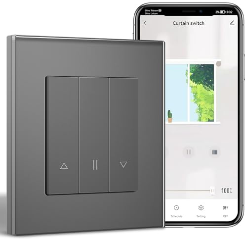 BSEEDLIFE WIFI Interruptor de Persiana Enrollable Inteligente Pared,86 * 86mm,Interruptor WIFI Commutador Compatible con Alexa y Google Home(Aplicación Tuya/Smart Life),Gris
