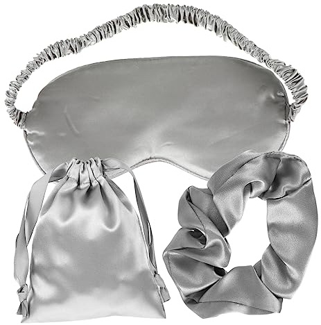 Hemobllo 3Pièces Masque de Sommeil Soie avec Bandeau Rangement Ensemble pour Voyage et Relaxation