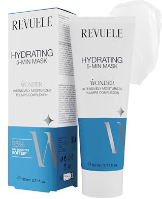 REVUELE Masque Visage Hydratant 5 Minutes – Crème Veloutée avec Double Acide Hyaluronique, Effet Repulpant et Peau Lumineuse, 80 ml