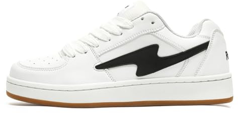 Herr dam court-Style sneakers lågt snitt vit plattform snörning svart blixtdesign skridsko och vardagssko