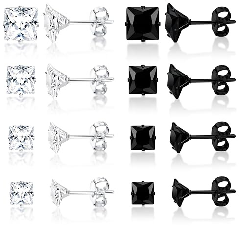 Dochais Boucles d'oreilles hypoallergéniques en acier chirurgical noir pour homme