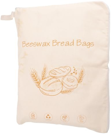 FESTFENDS Bivaxbrödpåse med dragkedja – 43 x 33 cm återanvändbar brödförvaringspåse med naturligt bivaxfoder för att hålla hemlagad mat färsk för surdegsbröd och hantverksbröd