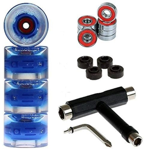 FunTomia 4X Miniboard/Skateboard Rollen 59x45mm inkl. T-Tool und ABEC-9 Kugellager Härtegrad 82A