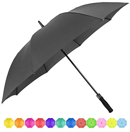 RUMBRELLA Golf Umbrella Windproof UV Umbrellas Large UPF 50+ Auto Open 55IN (A: Black)