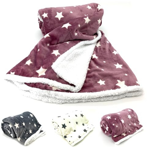 heimtexland ® Soft Touch Kuscheldecke Sterne Sherpa Plüsch XL 200x150 Ökotex Fell Decke Beere Typ718